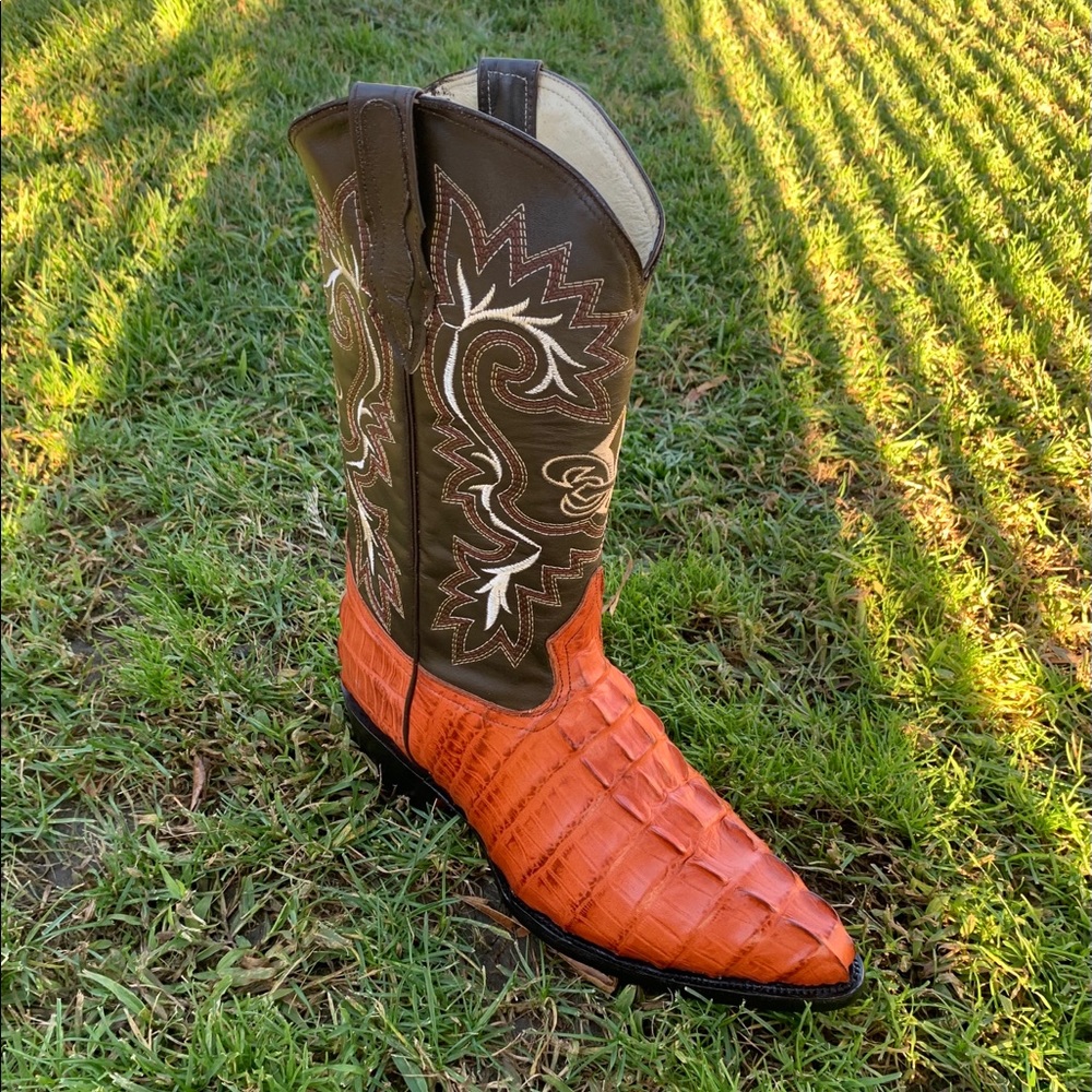 Mens Cowboy Boots Aligator Embossed Print Leather - Picture 4 of 5